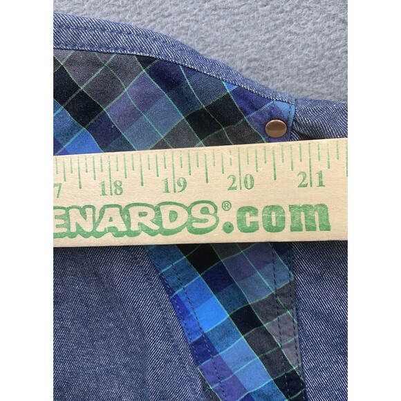 Enyce Button Down Casual Shirt Men XL Blue Plaid Accent Flap Pockets 100% Cotton - Picture 4 of 16
